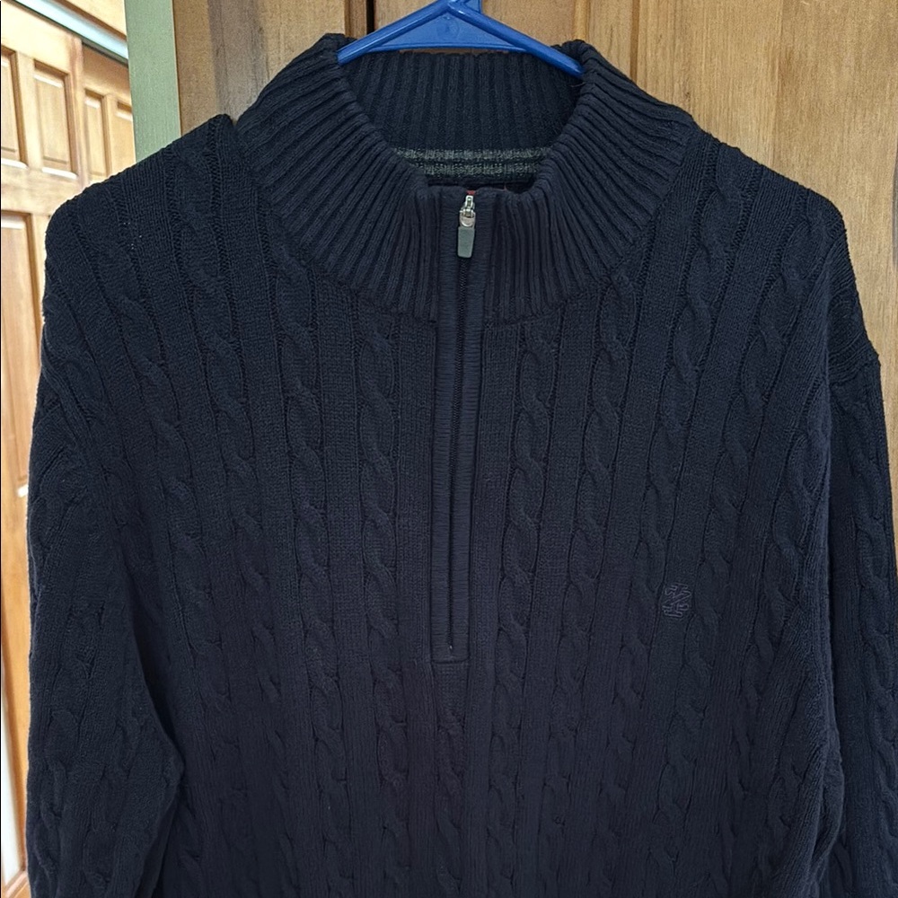 NWOT Izod 1/4 Zip Up Cable Knit Sweater Blue